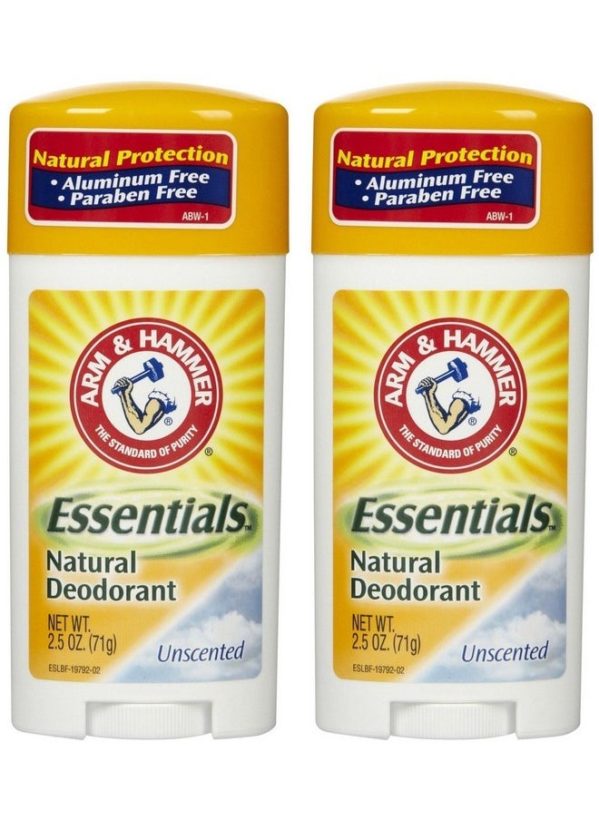 Arm & Hammer Essentials Natural Deodorant, Unscented - 2.5 oz - 2 pk