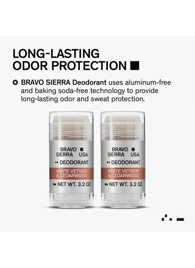 Aluminum-Free Deodorant for Men by Bravo Sierra, 3-Pack-Contains Natural Ingredients-Long Lasting All-Day Odor and Sweat Protection-White Vetiver & Cedarwood, 3.2 oz-Paraben-Free, Vegan & Cruelty-Free