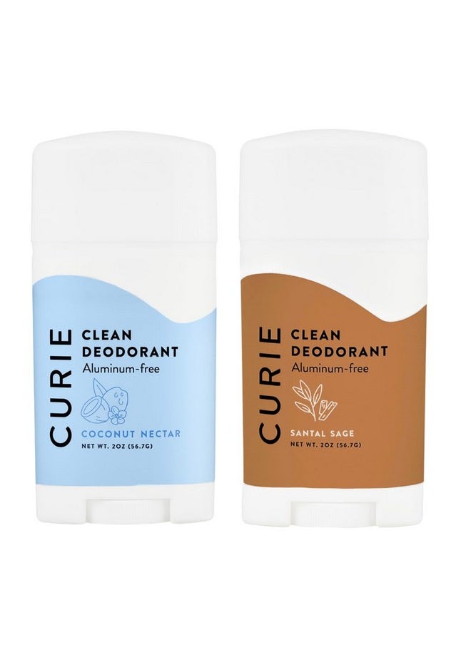 Curie Aluminum Free Deodorant - Coconut Nectar + Santal Sage - Natural Deodorant, Paraben Free, Cruelty Free, Non-Toxic, Vegan (2pk)