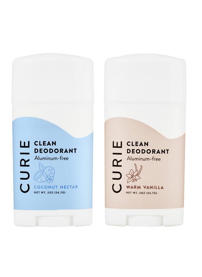 Curie Aluminum Free Deodorant - Coconut Nectar + Warm Vanilla - Natural Deodorant, Paraben Free, Cruelty Free, Non-Toxic, Vegan (2pk)