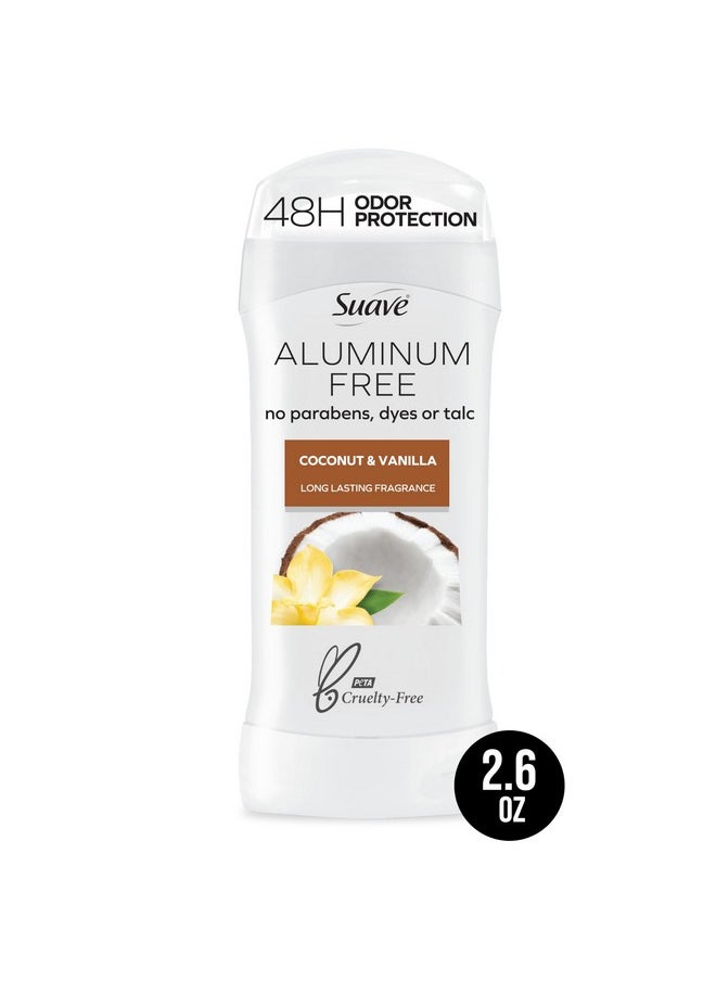 Suave Aluminum-Free Deodorant for Women, Coconut & Vanilla, 2.6 Oz