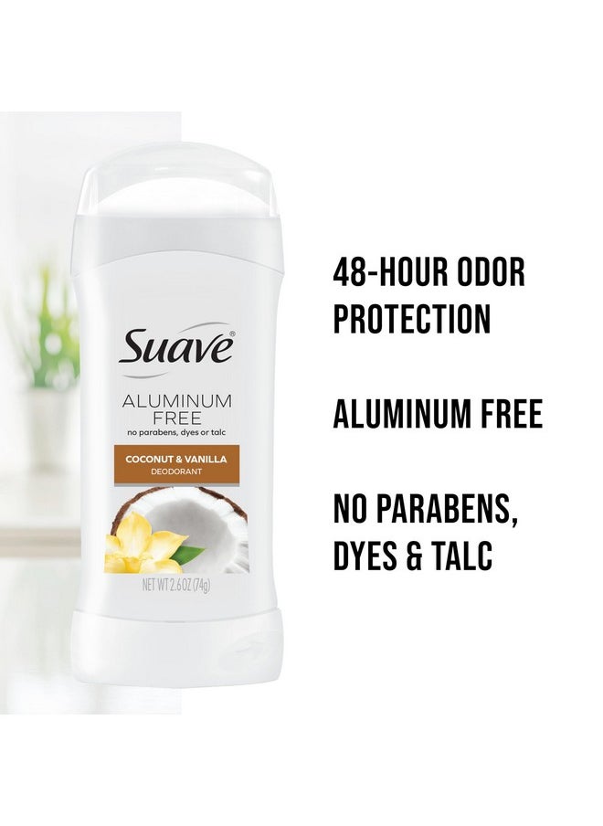 Suave Aluminum-Free Deodorant for Women, Coconut & Vanilla, 2.6 Oz