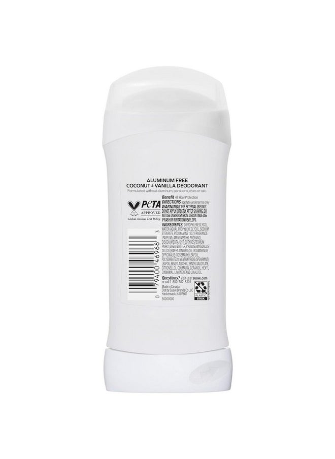 Suave Aluminum-Free Deodorant for Women, Coconut & Vanilla, 2.6 Oz