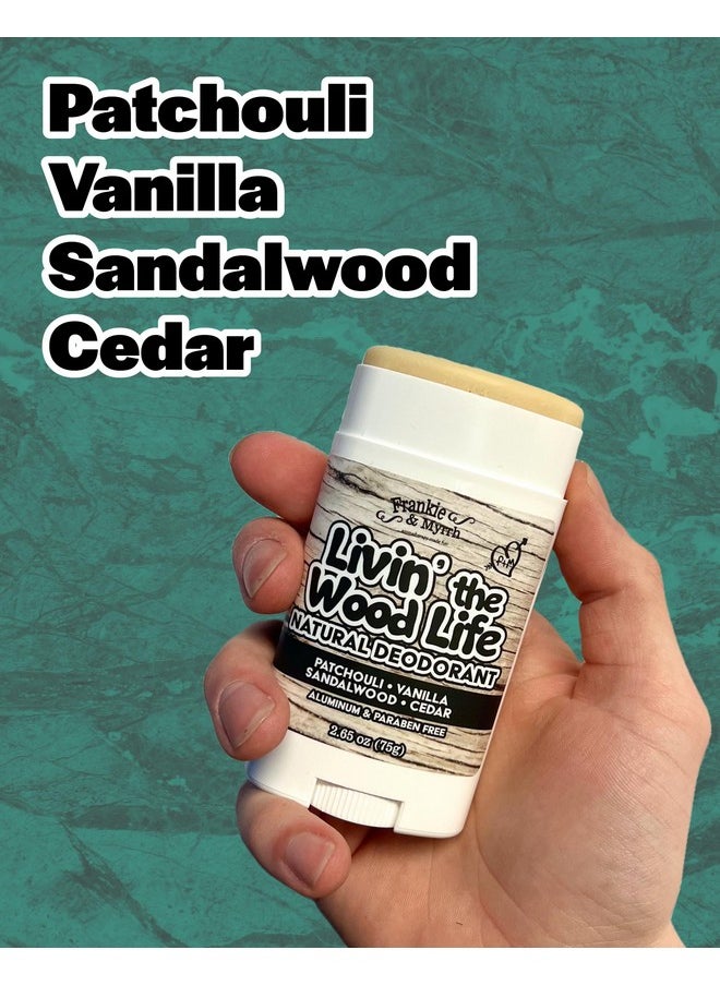 Frankie and Myrrh Livin' The Wood Life Deodorant 2 Pack Deodorant | Patchouli Vanilla Sandalwood | Real Essential Oils | Aluminum Free (2.56 oz ea.)