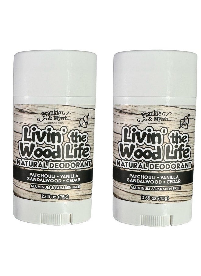 Frankie and Myrrh Livin' The Wood Life Deodorant 2 Pack Deodorant | Patchouli Vanilla Sandalwood | Real Essential Oils | Aluminum Free (2.56 oz ea.)