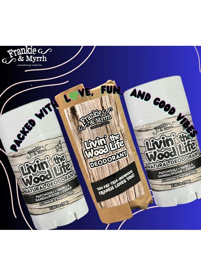 Frankie and Myrrh Livin' The Wood Life Deodorant 2 Pack Deodorant | Patchouli Vanilla Sandalwood | Real Essential Oils | Aluminum Free (2.56 oz ea.)