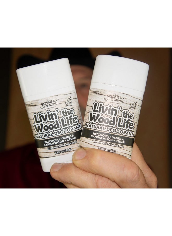 Frankie and Myrrh Livin' The Wood Life Deodorant 2 Pack Deodorant | Patchouli Vanilla Sandalwood | Real Essential Oils | Aluminum Free (2.56 oz ea.)