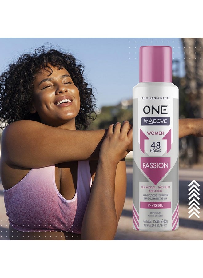 ABOVE 48 Hours One Antiperspirant Deodorant, Passion, 4 Pc - Dry Spray Deodorant for Women - Antiperspirant Spray - No Stain - Cruelty-Free
