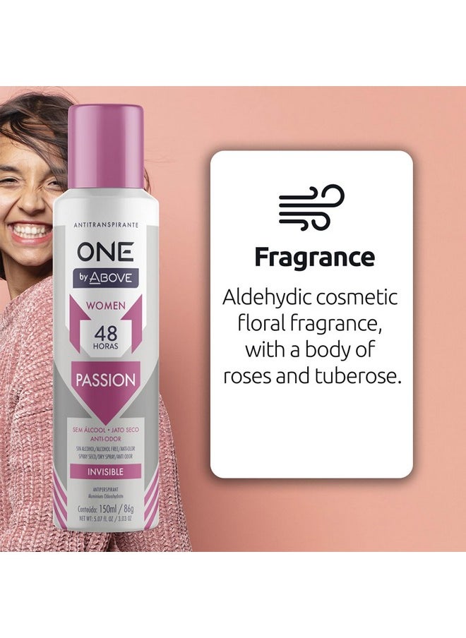 ABOVE 48 Hours One Antiperspirant Deodorant, Passion, 4 Pc - Dry Spray Deodorant for Women - Antiperspirant Spray - No Stain - Cruelty-Free