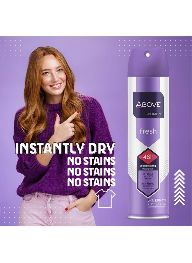 ABOVE Fresh - 48 Hours Antiperspirant Deodorant for Women - Notes of Lemon, Bergamot and Lavender - Dry Spray Protects Against Sweat and Body Odor - Stain and Cruelty Free - 5.07 Fl Oz (Pack of 1)