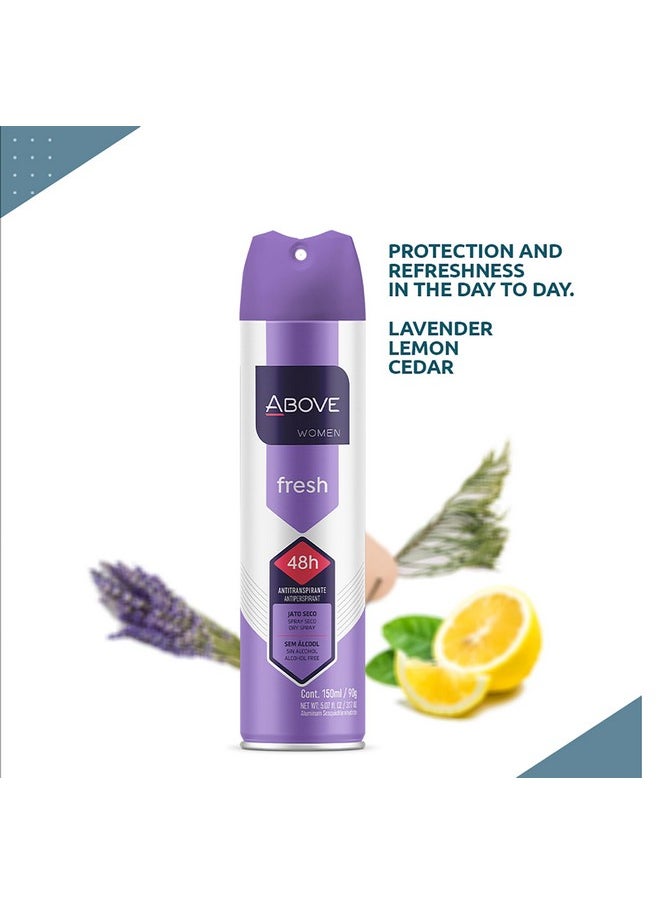 ABOVE Fresh - 48 Hours Antiperspirant Deodorant for Women - Notes of Lemon, Bergamot and Lavender - Dry Spray Protects Against Sweat and Body Odor - Stain and Cruelty Free - 5.07 Fl Oz (Pack of 1)