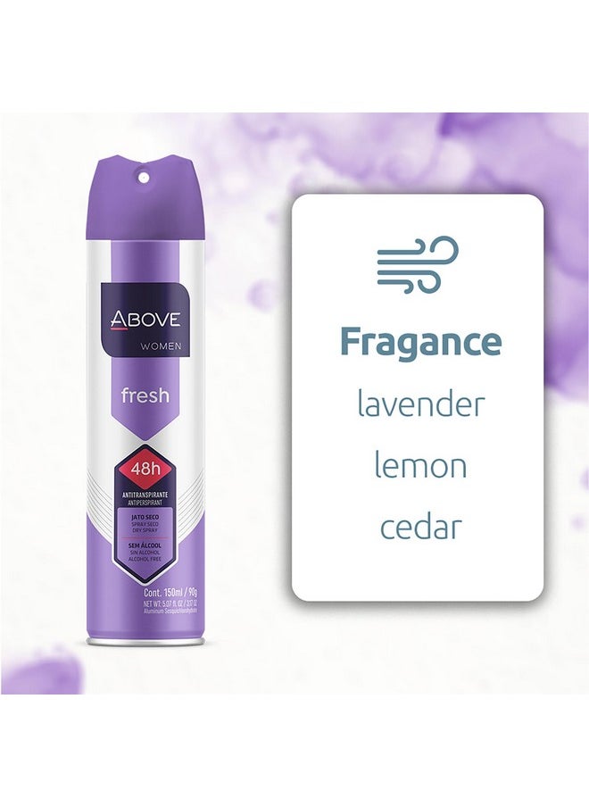 ABOVE Fresh - 48 Hours Antiperspirant Deodorant for Women - Notes of Lemon, Bergamot and Lavender - Dry Spray Protects Against Sweat and Body Odor - Stain and Cruelty Free - 5.07 Fl Oz (Pack of 1)