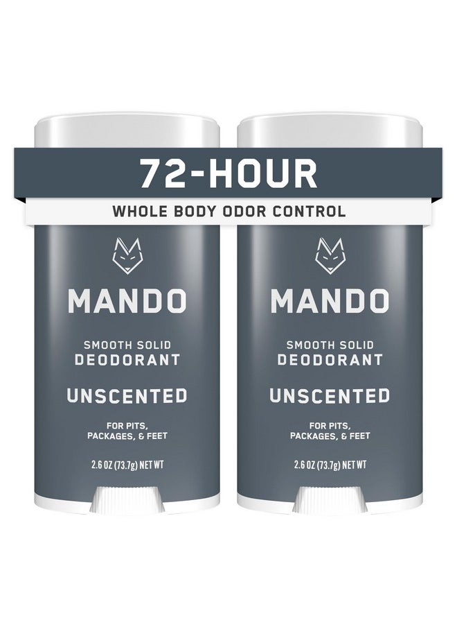 Mando Whole Body Deodorant For Men - Smooth Solid Stick - 72 Hour Odor Control - Aluminum Free, Baking Soda Free, Skin Safe - 2.6 Ounce (Pack of 2) - Unscented
