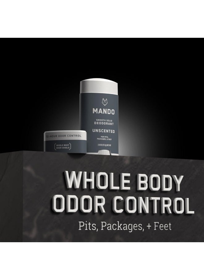 Mando Whole Body Deodorant For Men - Smooth Solid Stick - 72 Hour Odor Control - Aluminum Free, Baking Soda Free, Skin Safe - 2.6 Ounce (Pack of 2) - Unscented
