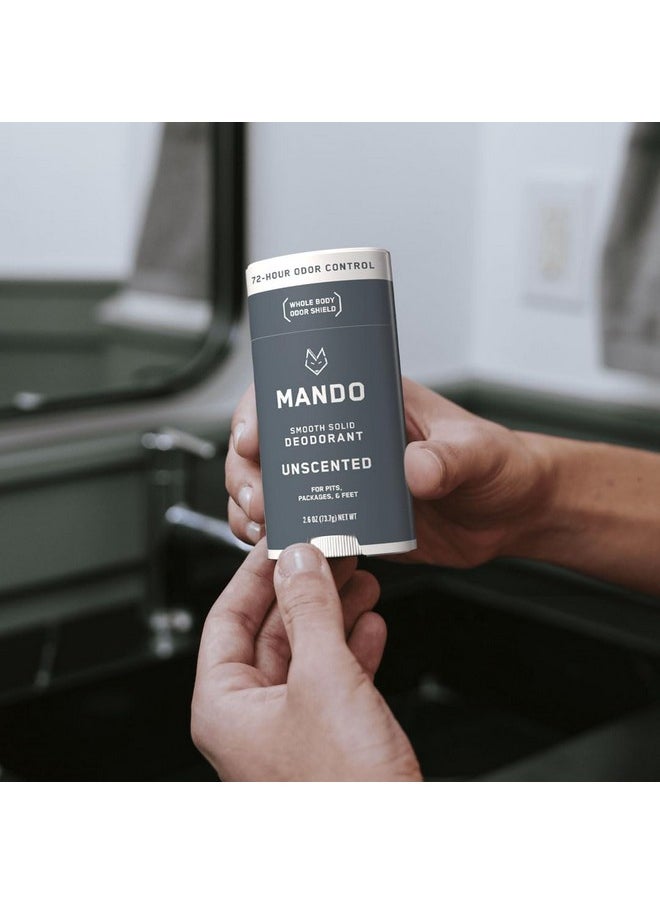 Mando Whole Body Deodorant For Men - Smooth Solid Stick - 72 Hour Odor Control - Aluminum Free, Baking Soda Free, Skin Safe - 2.6 Ounce (Pack of 2) - Unscented