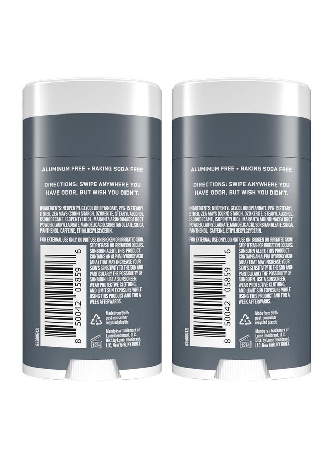 Mando Whole Body Deodorant For Men - Smooth Solid Stick - 72 Hour Odor Control - Aluminum Free, Baking Soda Free, Skin Safe - 2.6 Ounce (Pack of 2) - Unscented
