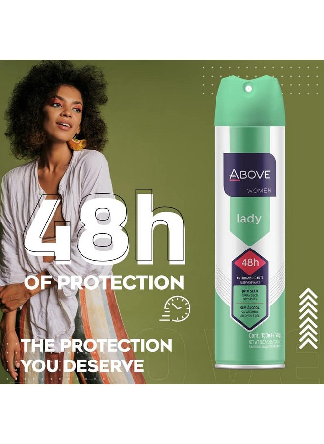ABOVE Lady - 48 Hours Antiperspirant Deodorant for Women - Notes of verbena, Raspberry and Pomegranate - Dry Spray Protects Against Sweat and Body Odor - Stain and Cruelty Free - 3.17 oz