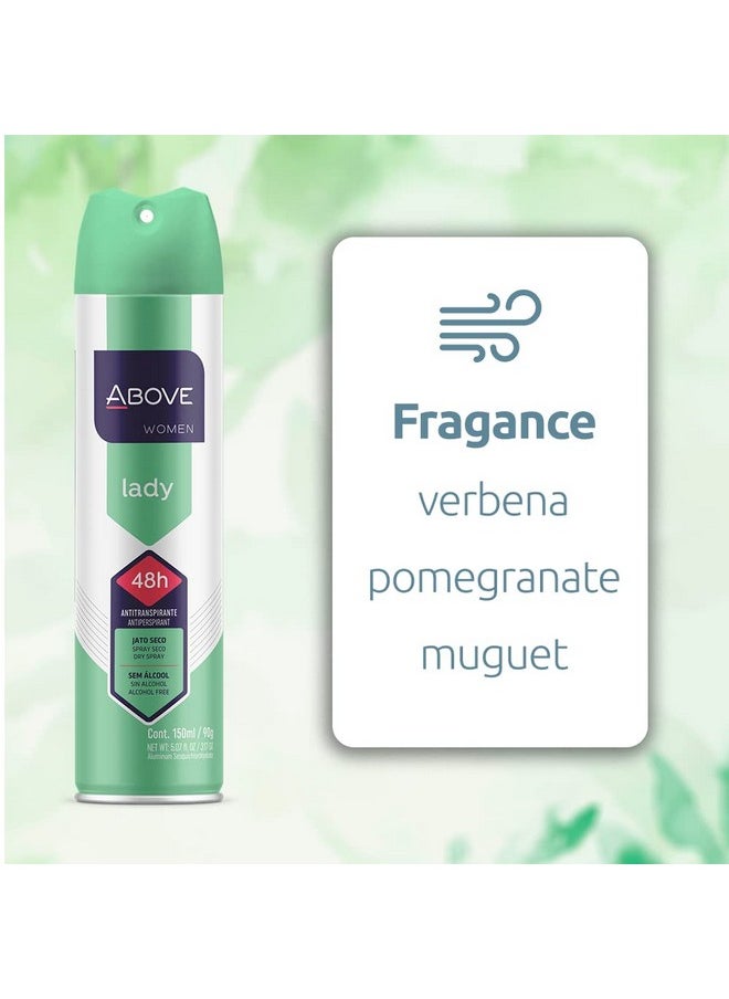 ABOVE Lady - 48 Hours Antiperspirant Deodorant for Women - Notes of verbena, Raspberry and Pomegranate - Dry Spray Protects Against Sweat and Body Odor - Stain and Cruelty Free - 3.17 oz