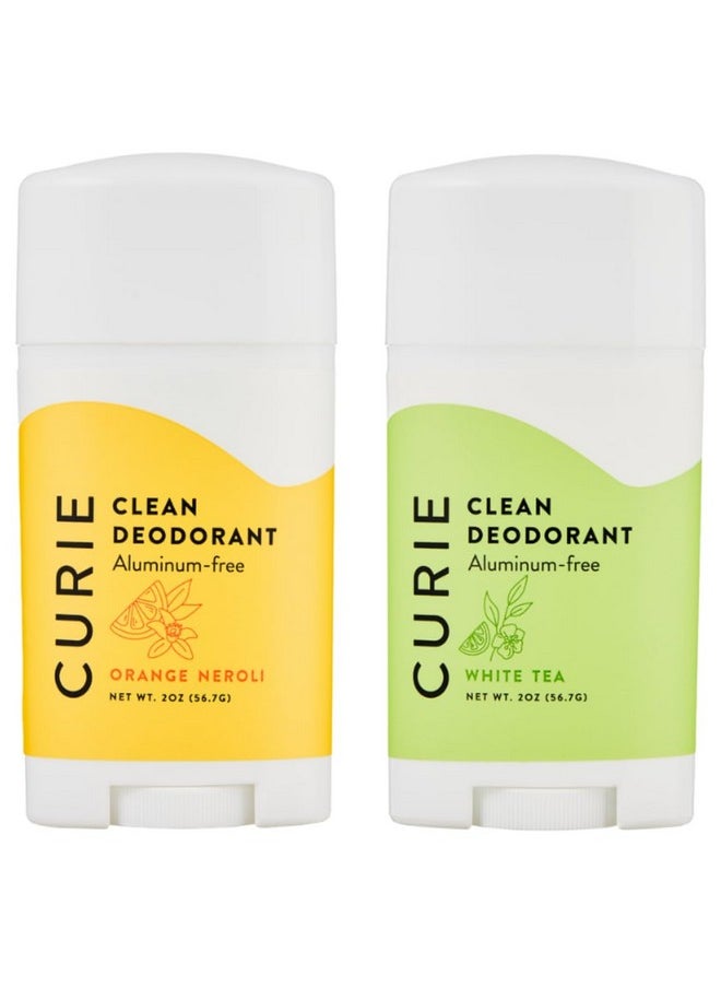 Curie Aluminum Free Deodorant - Orange Neroli + White Tea - Natural Deodorant, Paraben Free, Cruelty Free, Non-Toxic, Vegan (2pk)