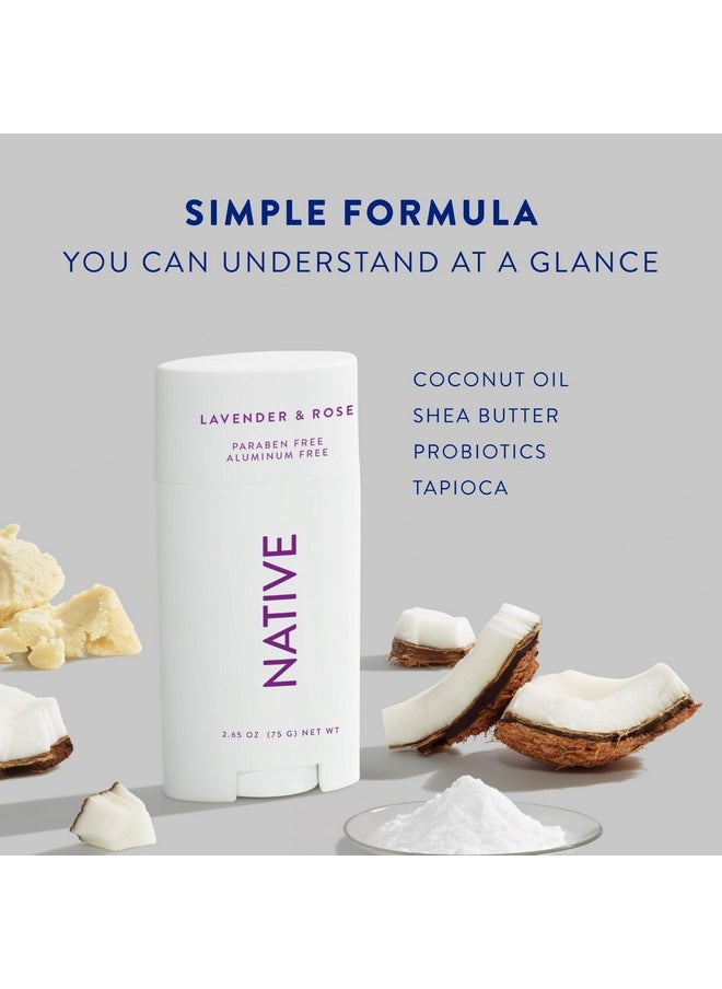 Native Deodorant Contains Naturally Derived Ingredients, 72 Hour Odor Control | Deodorant for Women and Men, Aluminum Free with Baking Soda, Coconut Oil and Shea Butter | Lavender & Rose, 2-Pack