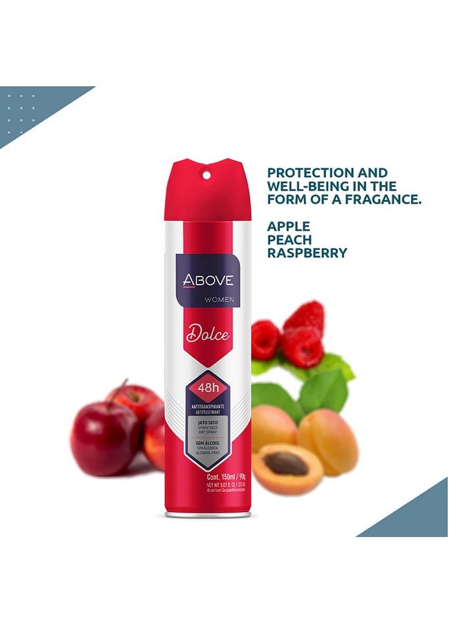 ABOVE 48 Hours Antiperspirant Deodorant, Dolce Vita, 3.17 oz - Dry Spray Deodorant for Women - Notes of Apples and Berries - Antiperspirant Spray