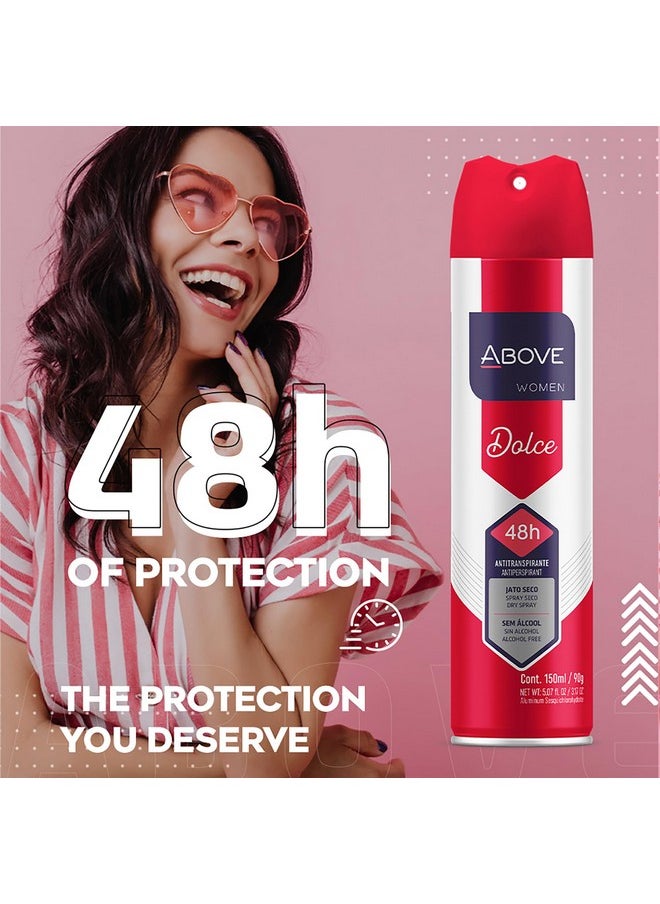 ABOVE 48 Hours Antiperspirant Deodorant, Dolce Vita, 3.17 oz - Dry Spray Deodorant for Women - Notes of Apples and Berries - Antiperspirant Spray