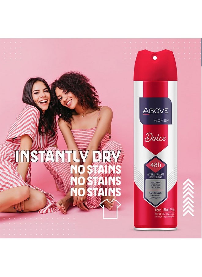 ABOVE 48 Hours Antiperspirant Deodorant, Dolce Vita, 3.17 oz - Dry Spray Deodorant for Women - Notes of Apples and Berries - Antiperspirant Spray