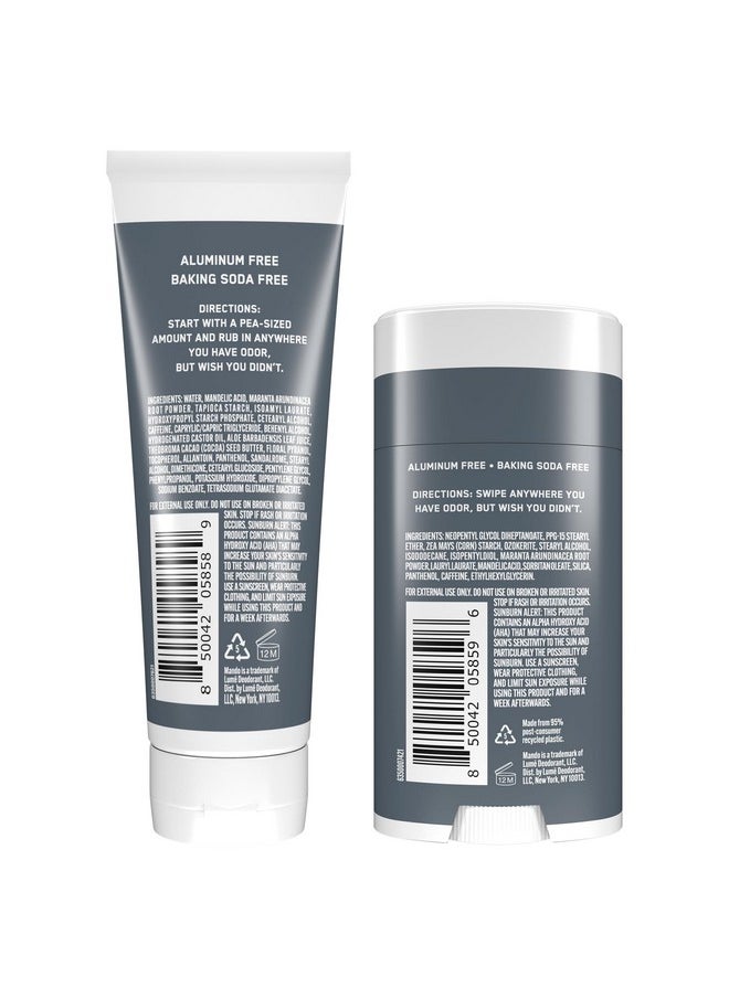 Mando Whole Body Deodorant - Invisible Cream Tube and Solid Stick - 72 Hour Odor Control - Aluminum Free, Baking Soda Free, Skin Safe - 3.0 Ounce Tube and 2.6 Ounce Solid Stick Bundle - Unscented