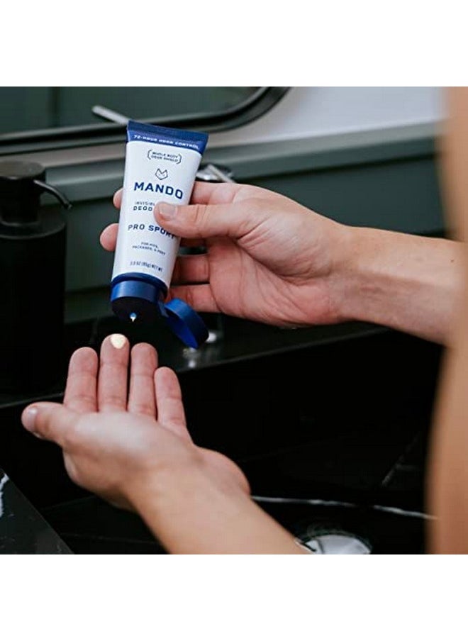 Mando Whole Body Deodorant For Men - Invisible Cream - 72 Hour Odor Control - Aluminum Free, Baking Soda Free, Skin Safe - 3 ounce (Pack of 2) - Pro Sport