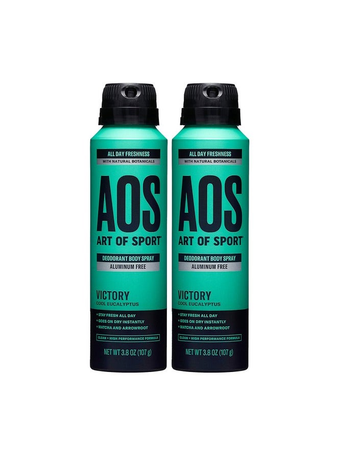 Art of Sport Men's Body Spray Deodorant, Aluminum Free, Eucalyptus Fragrance, Made with Natural Botanicals, Moisturizing Tea Tree Soap, Victory Scent, 3.8 Ounce (2 Pack)