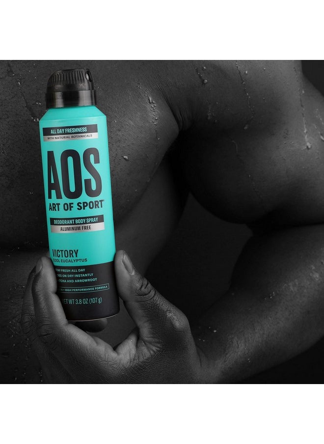 Art of Sport Men's Body Spray Deodorant, Aluminum Free, Eucalyptus Fragrance, Made with Natural Botanicals, Moisturizing Tea Tree Soap, Victory Scent, 3.8 Ounce (2 Pack)