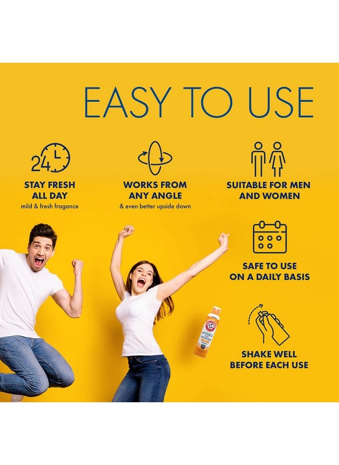 Arm & Hammer Invisible Body Powder Spray, Clear Talc-Free Body Odor & Sweat Control for Men & Women, Spray Body Powder for Women and Men, Arm and Hammer Body Spray Powder, 7 Oz (3 Pack)