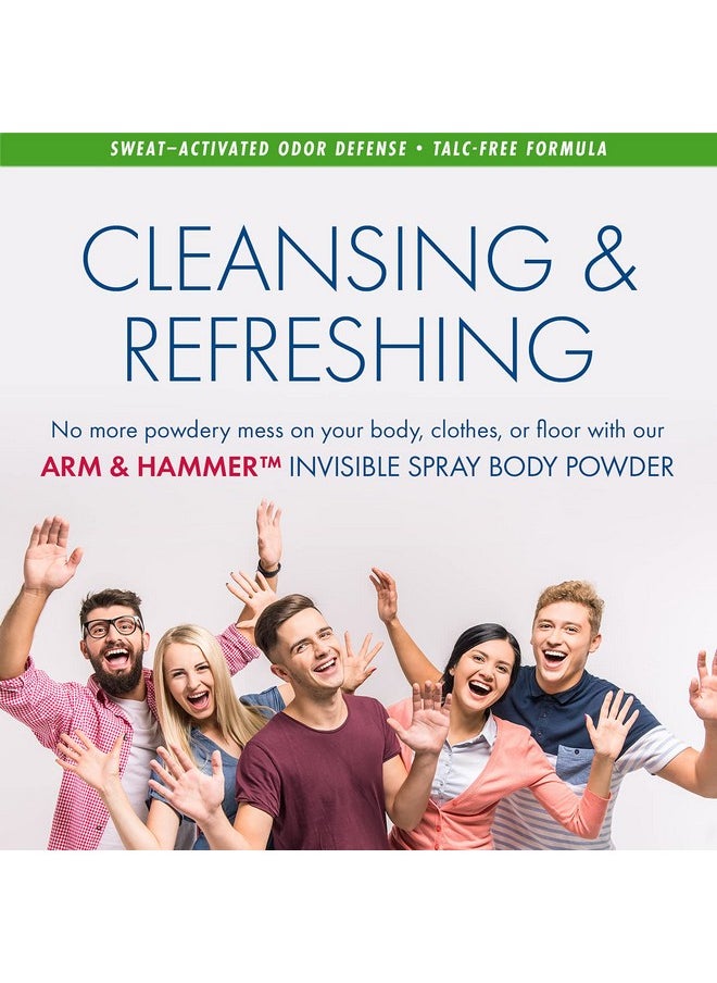 Arm & Hammer Invisible Body Powder Spray, Clear Talc-Free Body Odor & Sweat Control for Men & Women, Spray Body Powder for Women and Men, Arm and Hammer Body Spray Powder, 7 Oz (3 Pack)