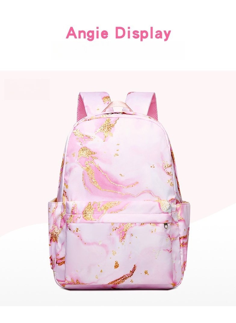 Stitch Golden Quicksand Texture Schoolbag Waterproof Primary and Secondary School Student Backpack Youth Travel Backpack 31*43*15CM + Lunch Bag 27*20*20CM + Pencil Case Three-piece Set