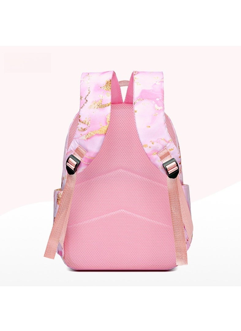 Stitch Golden Quicksand Texture Schoolbag Waterproof Primary and Secondary School Student Backpack Youth Travel Backpack 31*43*15CM + Lunch Bag 27*20*20CM + Pencil Case Three-piece Set