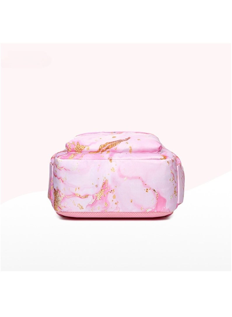 Stitch Golden Quicksand Texture Schoolbag Waterproof Primary and Secondary School Student Backpack Youth Travel Backpack 31*43*15CM + Lunch Bag 27*20*20CM + Pencil Case Three-piece Set