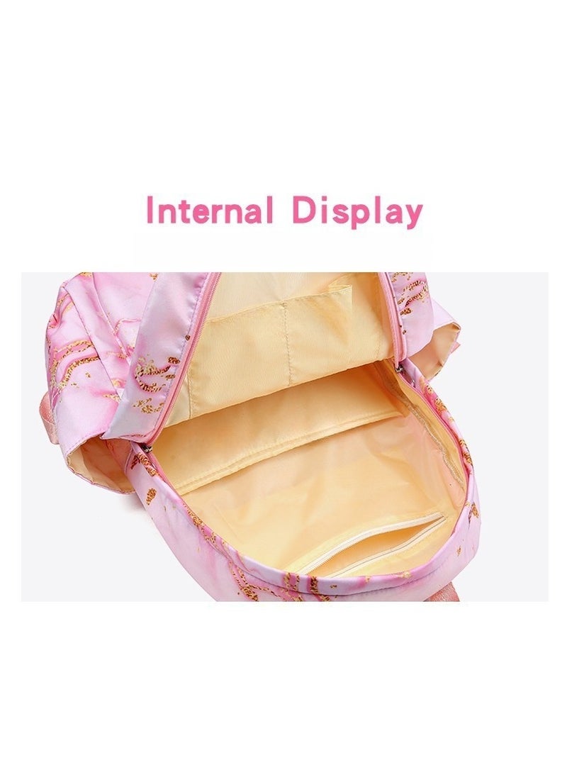 Stitch Golden Quicksand Texture Schoolbag Waterproof Primary and Secondary School Student Backpack Youth Travel Backpack 31*43*15CM + Lunch Bag 27*20*20CM + Pencil Case Three-piece Set