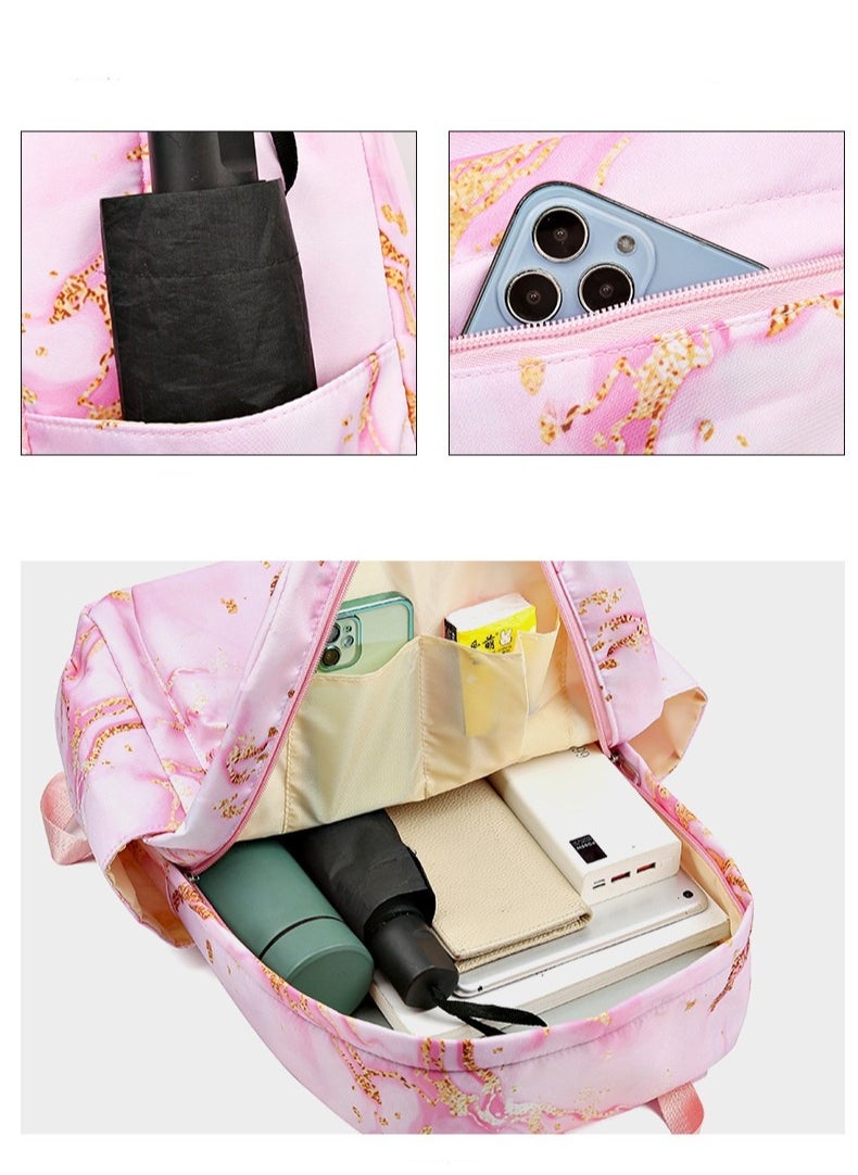 Stitch Golden Quicksand Texture Schoolbag Waterproof Primary and Secondary School Student Backpack Youth Travel Backpack 31*43*15CM + Lunch Bag 27*20*20CM + Pencil Case Three-piece Set