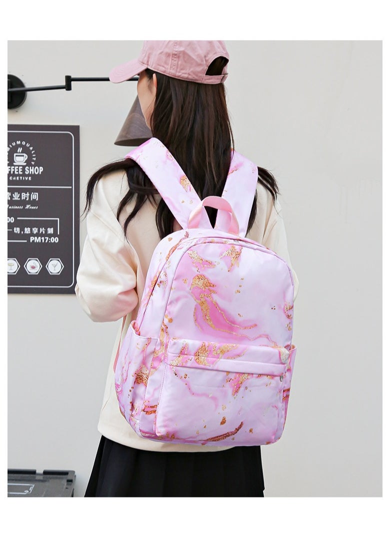 Stitch Golden Quicksand Texture Schoolbag Waterproof Primary and Secondary School Student Backpack Youth Travel Backpack 31*43*15CM + Lunch Bag 27*20*20CM + Pencil Case Three-piece Set