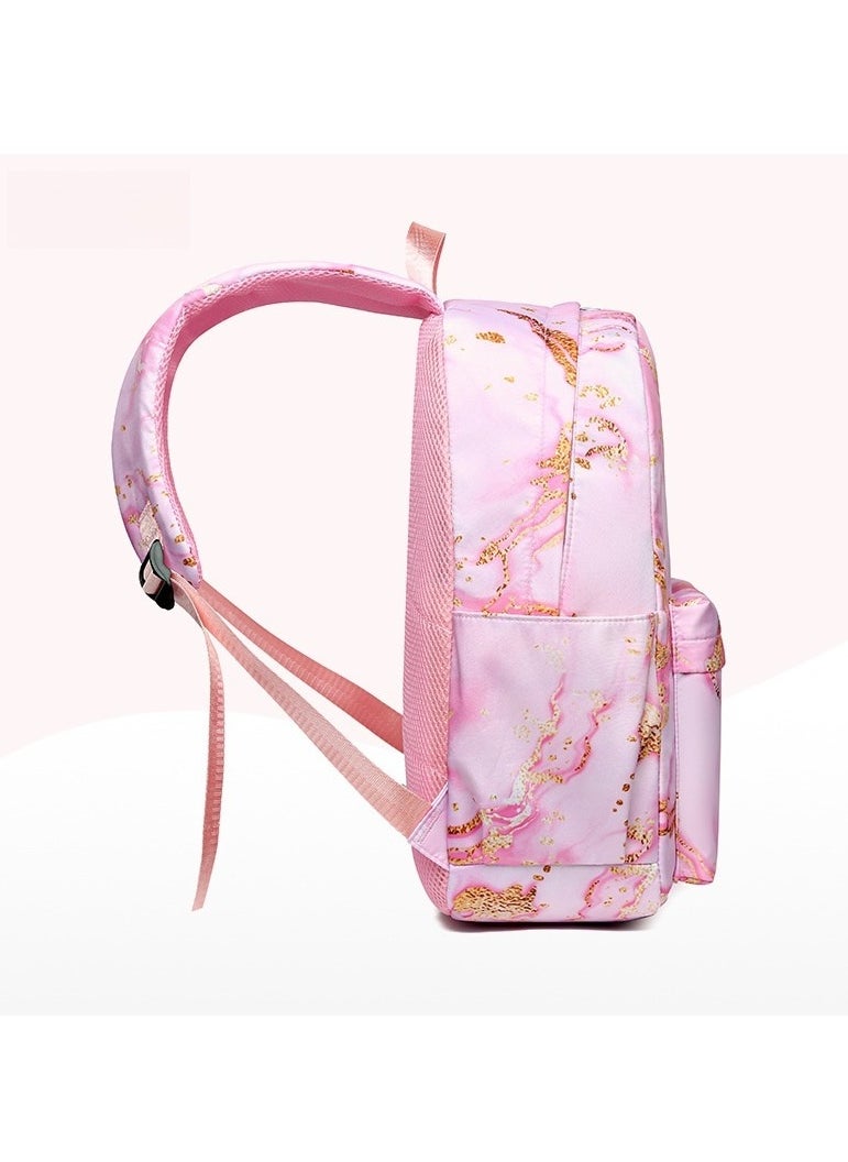 Stitch Golden Quicksand Texture Schoolbag Waterproof Primary and Secondary School Student Backpack Youth Travel Backpack 31*43*15CM + Lunch Bag 27*20*20CM + Pencil Case Three-piece Set