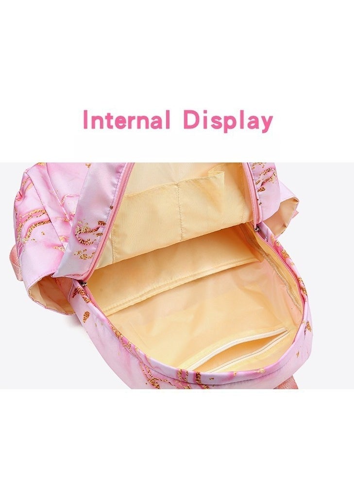 Stitch Golden Quicksand Texture Schoolbag Waterproof Primary and Secondary School Student Backpack Youth Travel Backpack 31*43*15CM + Lunch Bag 27*20*20CM + Pencil Case Three-piece Set