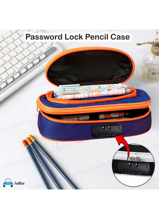 FunBlast Password Lock Pencil Pouch for Kids - Large Capacity Pencil Pouch for Kids, Aesthetic Pouch, Multipurpose Stationary Storage Pouch for Boys & Girls (A)