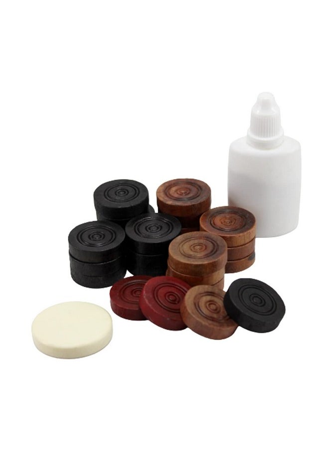 StonKraft Wooden Carrom Board Coins Pieces Combo Pack - 24 Carrom Coins, 2 Queens, 1 Striker and 1 Powder