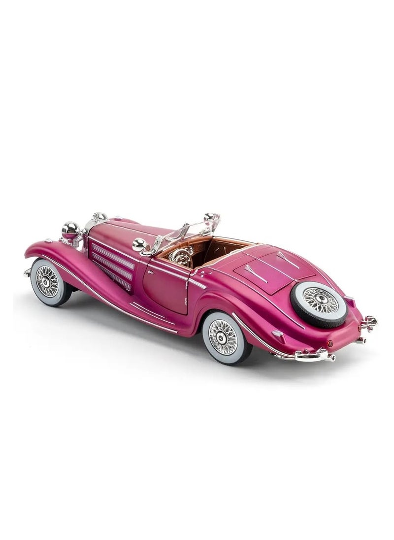 1:24 Scale Benz 500K Diecast Classic Car Model – Pull Back Toy with Sound & Light, Retro Collectible Vehicle Gift for Kids & Adults