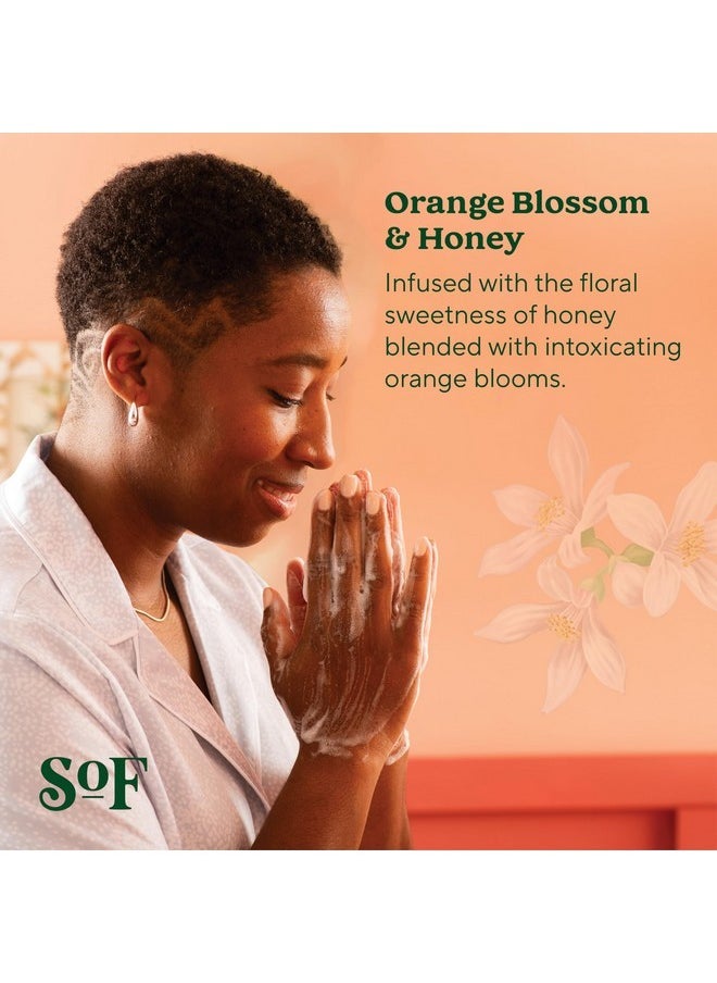 SoF Nourishing Hand Wash - With Moisturizing Sea Algae, Coconut & Olive Oil- Vegan & Non GMO- Free From Phthalates, Sulfates & Parabens- Orange Blossom & Honey - 8 oz Bottle 6 Pack