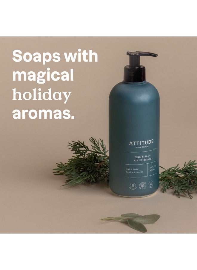 ATTITUDE Limited Edition Liquid Hand Soap, EWG Verified, Plant and Mineral-Based, Vegan Personal Care Products, Pine & Sage, 16 Fl Oz (Pack of 6)