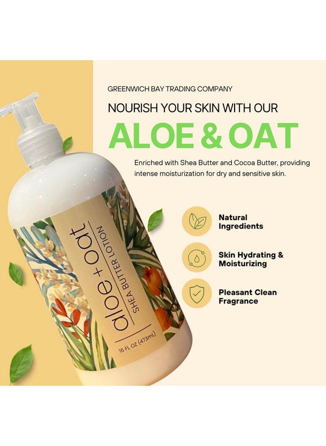 Greenwich Bay Trading Company Aloe + Oat Hand Lotion Enriched with Shea Butter, Cocoa Butter, Aloe & Oatmeal Extract