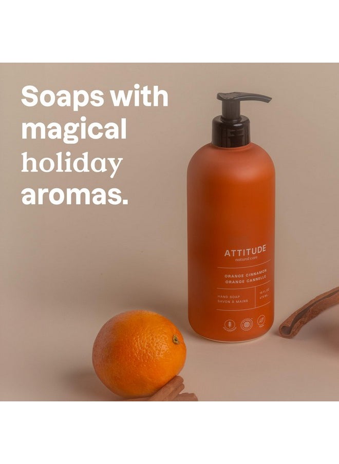 ATTITUDE Limited Edition Liquid Hand Soap, EWG Verified, Plant and Mineral-Based, Vegan Personal Care Products, Orange Cinnamon, 16 Fl Oz (Pack of 6)