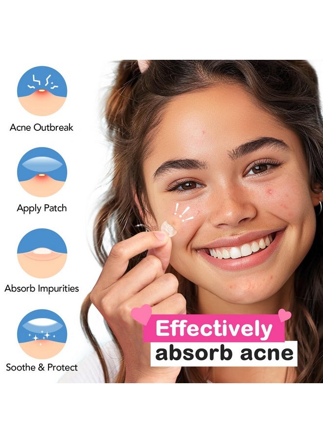 Pimple Patches for Face 7 Sizes Day and Night Acne Patches Heart Zit Patches Cute Spot Stickers with Tea Tree & Centella Oil, Strong Adhesion Zit Covers (412 Count)