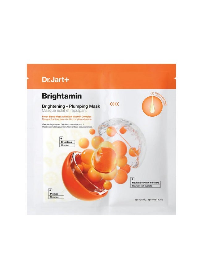 Dr.Jart+ Brightamin™ Brightening Plumping Face Mask with Vitamin C | Korean Skin Care, 1 Pack